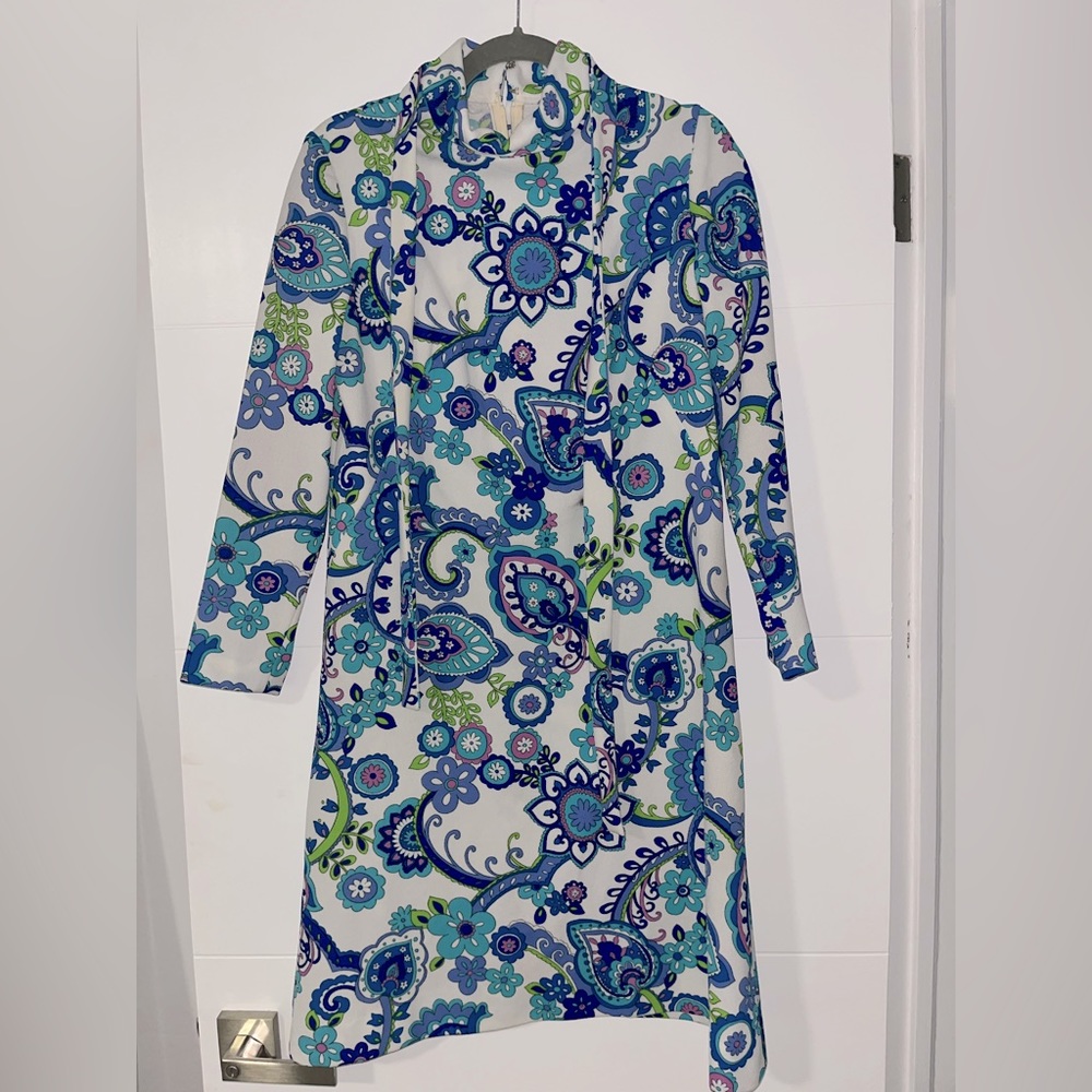 VINTAGE Paisley Dress With Matching Tie-Belt